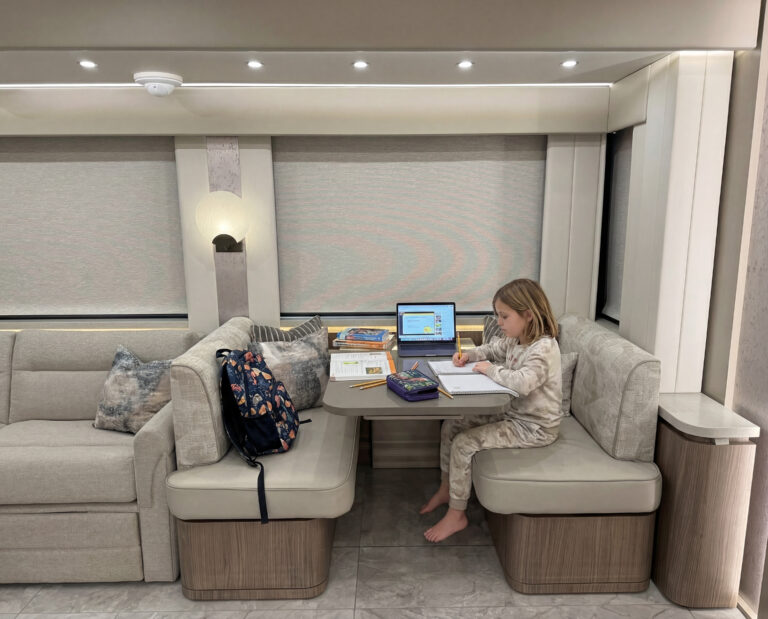 homeschooling on the road in a newell coach with northstar academy